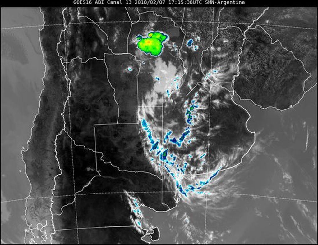 La imagen satelital de alerta de tormentas a corto plazo.