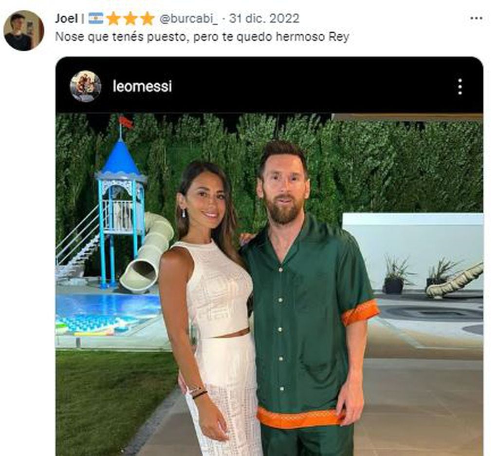 En las redes sociales bromearon con la ropa que usó Messi en Año Nuevo.