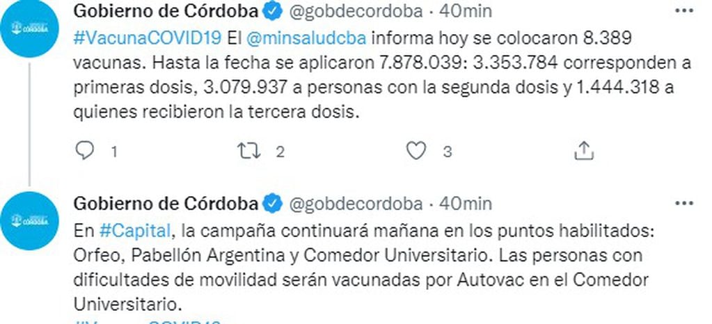La campaña de vacunación contra el Covid en Córdoba continúa este martes.