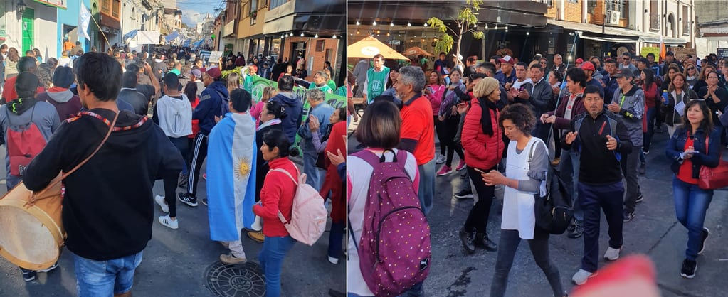 La gruesa columna de ADEP partió de la sede gremial de la calle Lamadrid y recorrió calles del centro de San Salvador de Jujuy.
