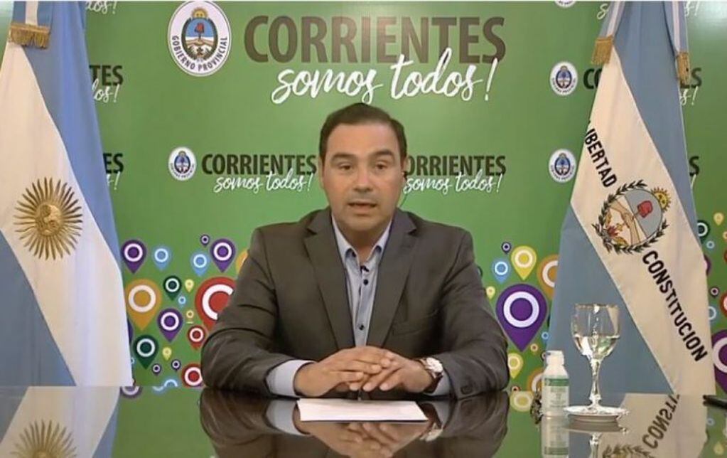 Gustavo Valdés en videoconferencia con Alberto Fernández en el anuncio de obras para la Capital.