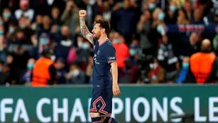 Lionel Messi luego de convertir su primer gol con el PSG