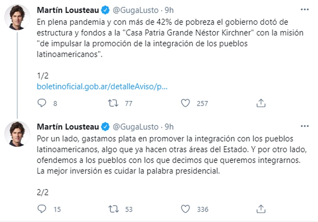 Tweet Martín Lousteau