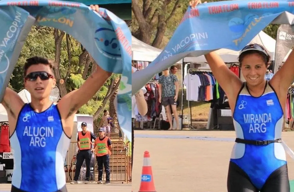 Triatlón del Lago: Ibrahim Alucim y Moira Miranda son campeones argentinos.