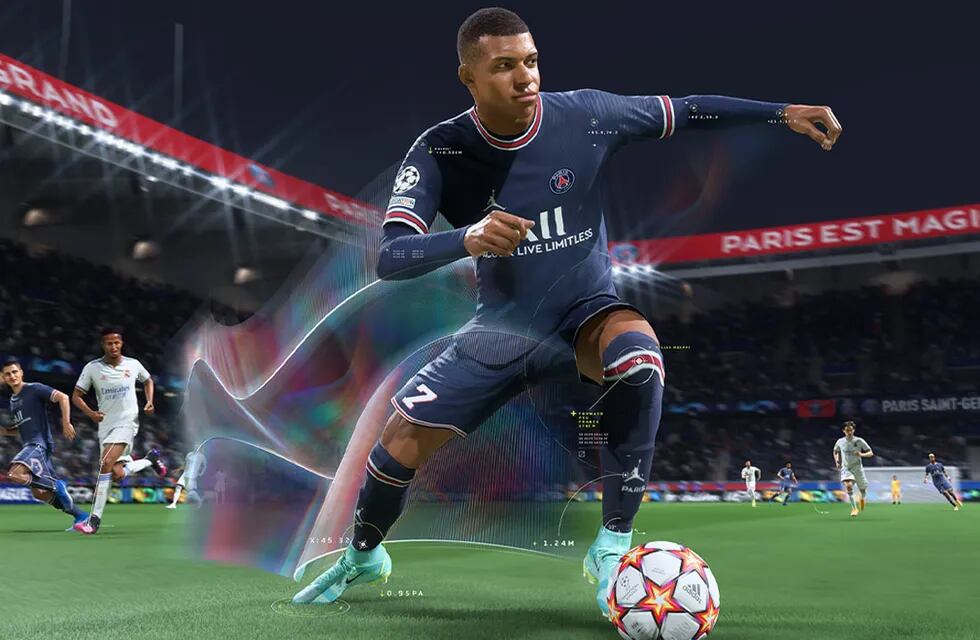 Mbappé, delantero y figura del Paris Saint Germain, representado en el videojuego Fifa 22. (Prensa EA)