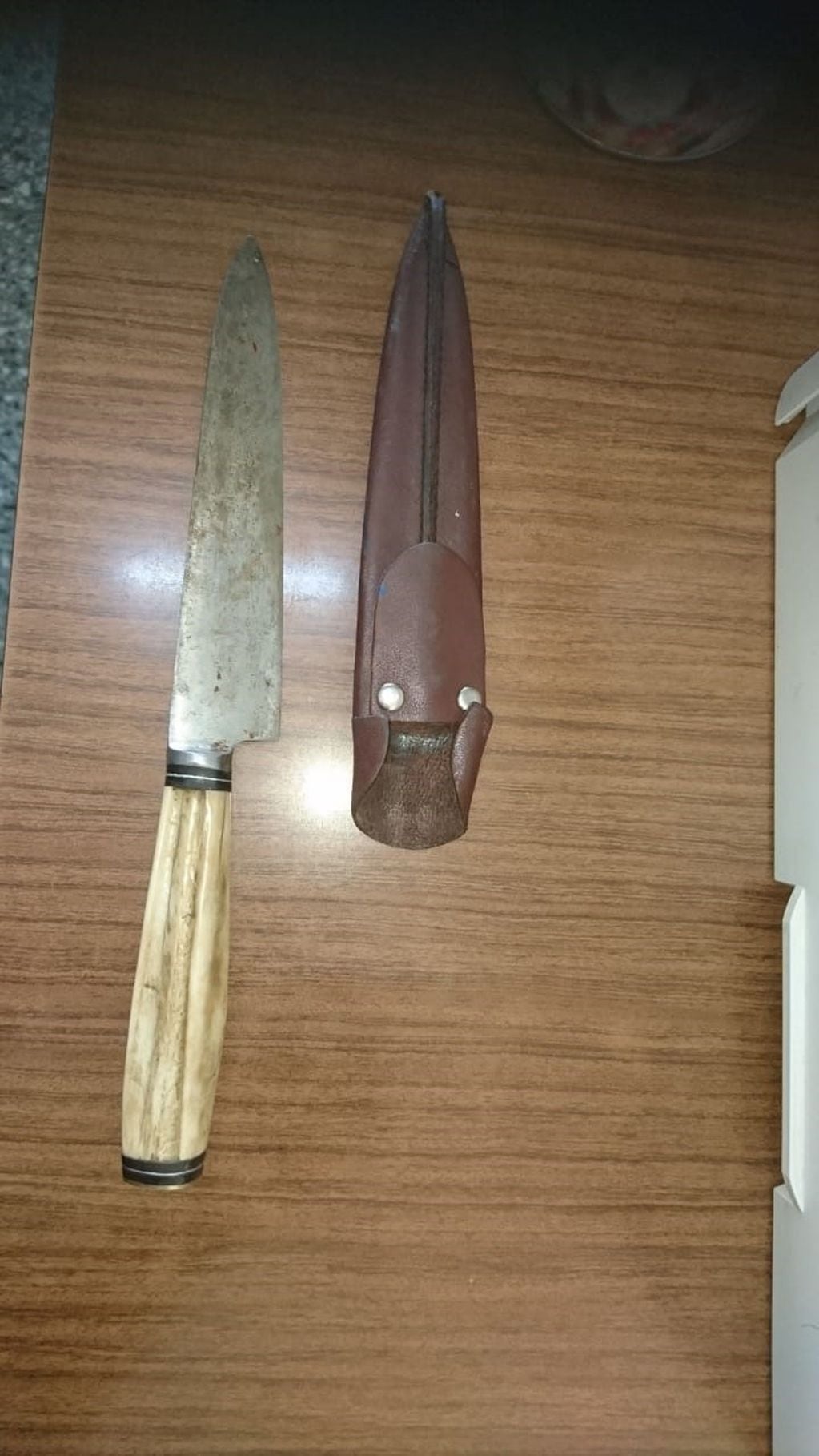 El cuchillo que fue secuestrado tras la agresión (Foto Policía)