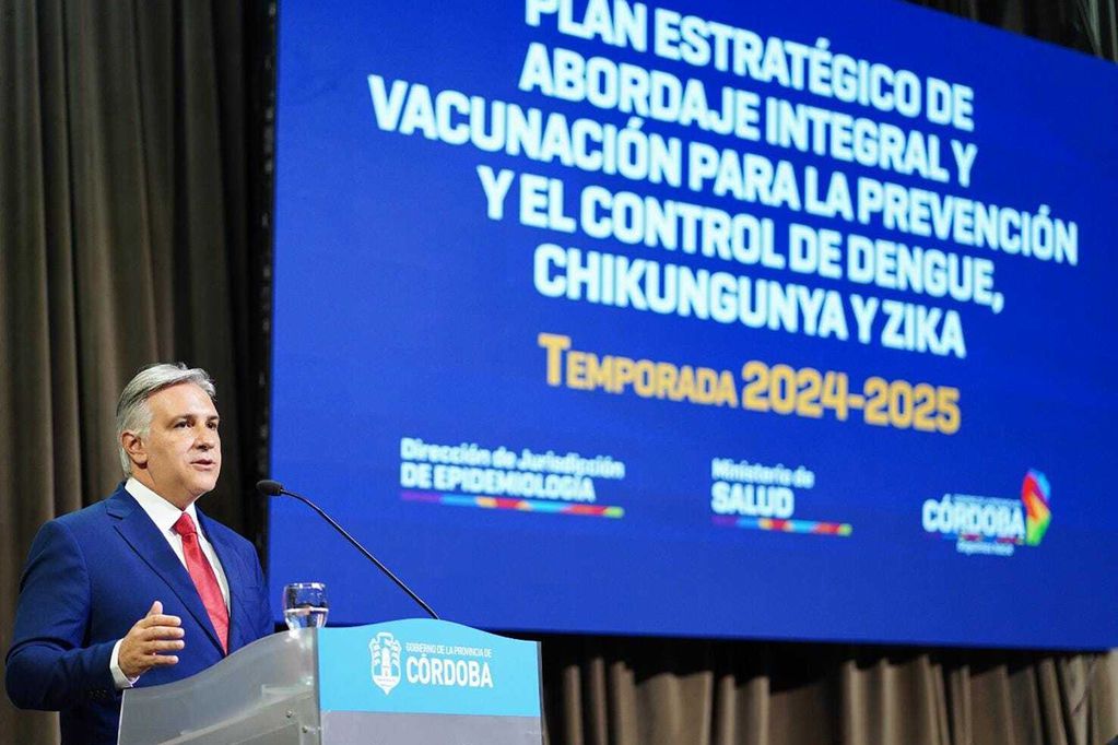 Martín Llaryora gobernador de la Ciudad de Córdoba, presentación de plan contra el dengue. (Prensa Gobierno)