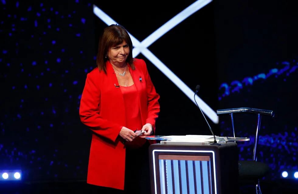 La candidata de Juntos por el Cambio Patricia Bullrich en el segundo debate presidencial. Foto: Clarín