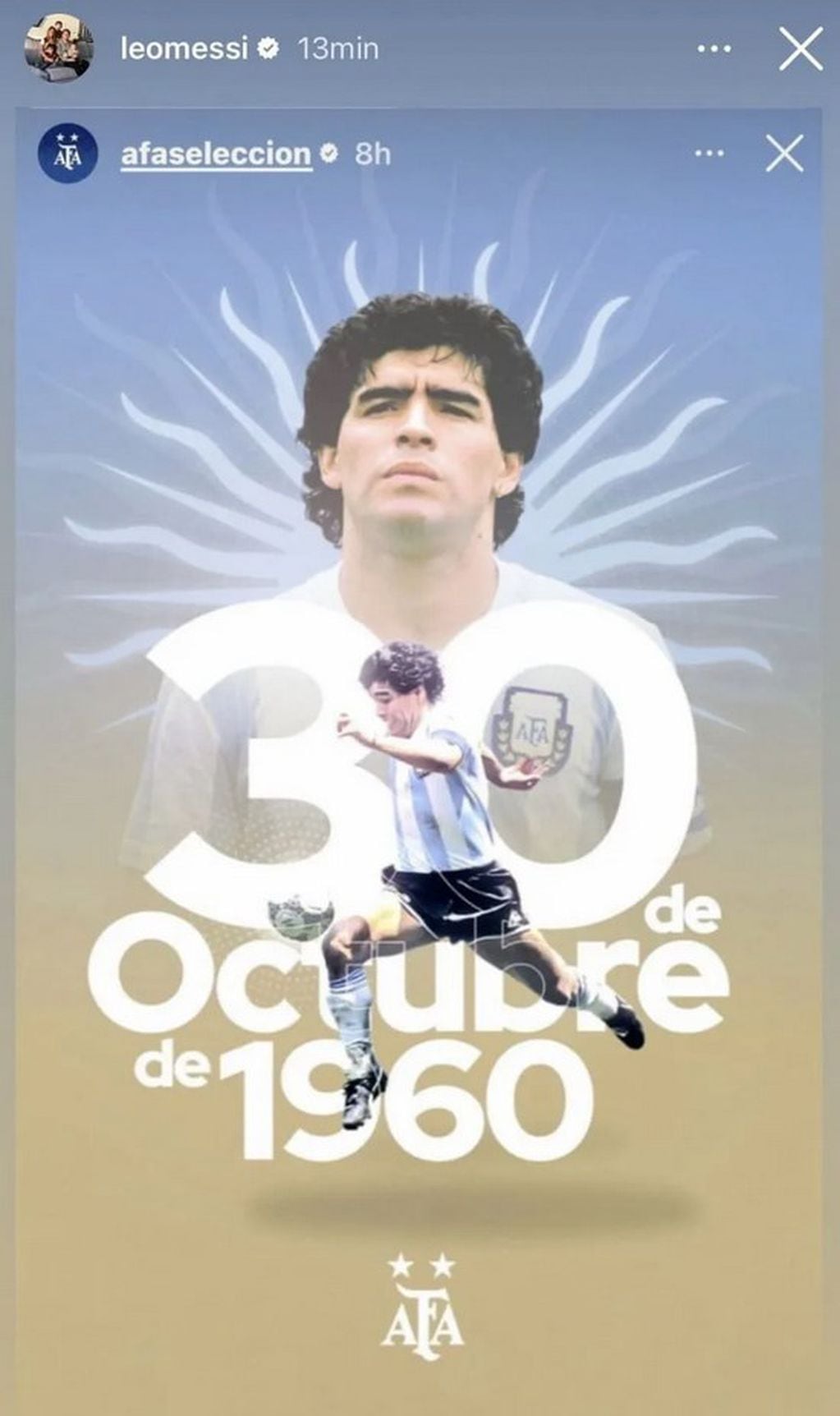 Lionel Messi saludó a Diego Maradona en su cumpleaños.