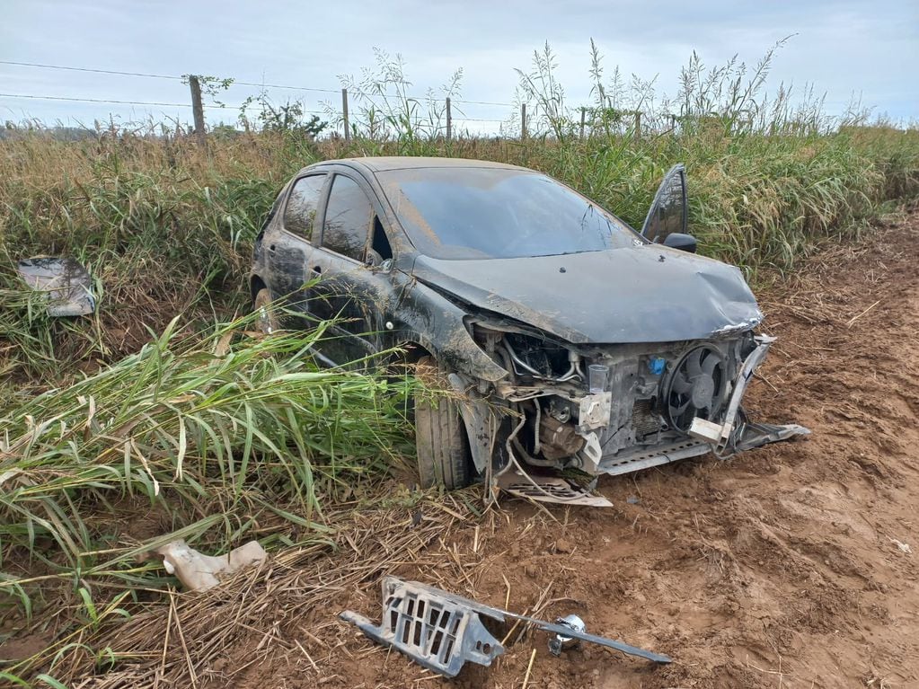 Accidente en camino rural en El Fuertecito