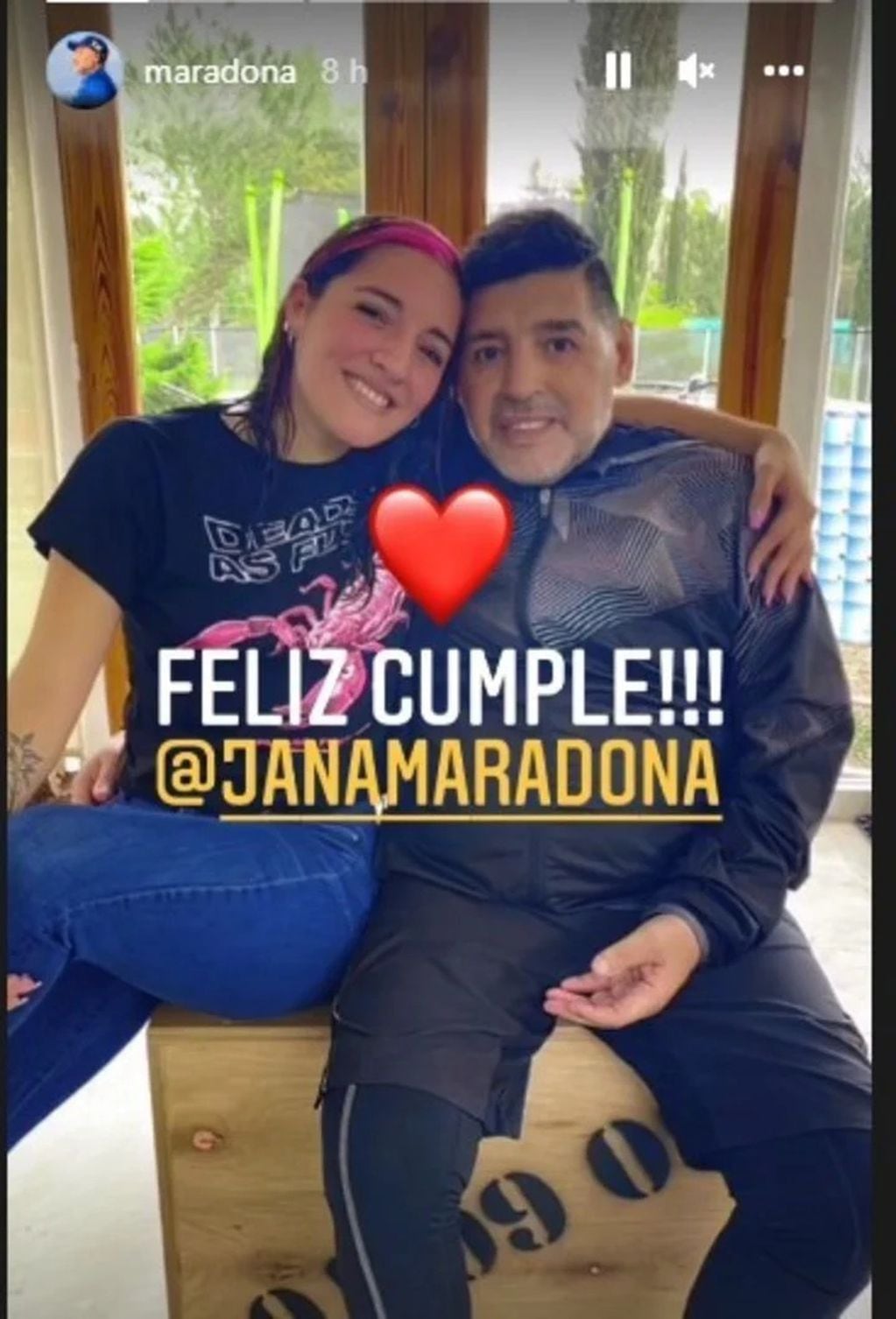 La cuenta de Instagram de Maradona le dedicó a Jana un tierno mensaje de cumpleaños.