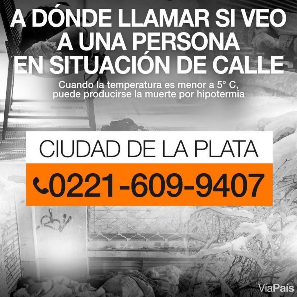 Teléfono de emergencia en La Plata (web).