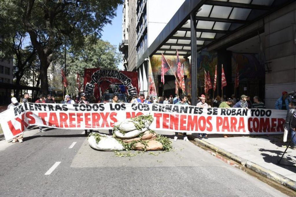 Protesta en Capital Federal, frente a trabajo, en 2018. (CIMECO)