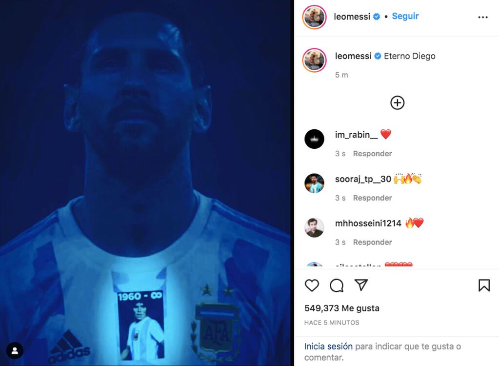 El mensaje de Lionel Messi en memoria de Diego Maradona.