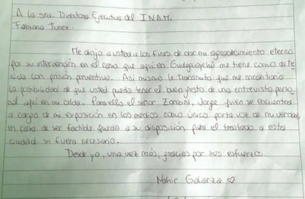 Nahir Galarza escribió una carta desde la cárcel. (Foto: Web)