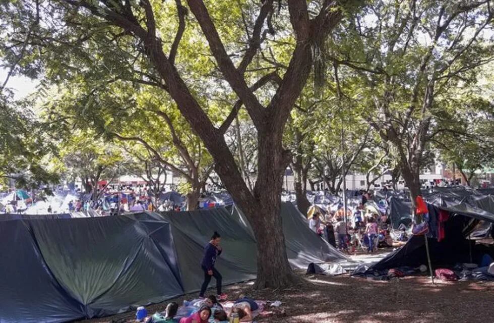 Más de 7.000 campesinos e indígenas acamparon en el parque 2 de febrero.