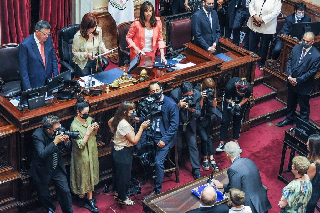 Cristina Kirchner durante la sesiòn en el Senado. Foto Federico Lopez Claro