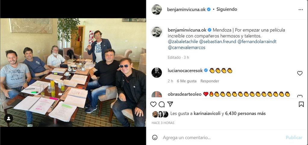 Benjamín Vicuña está en Mendoza para grabar su nueva película.