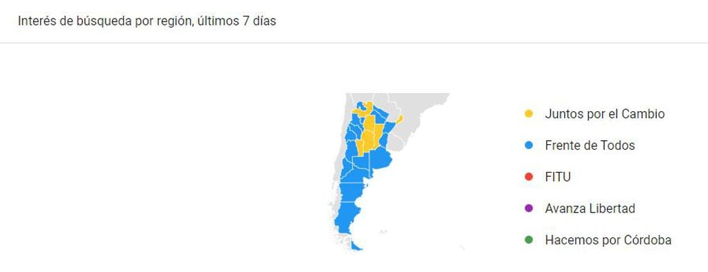 Partidos más buscados en Google por provincias.