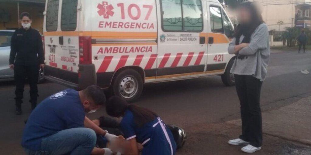 Motociclista herido tras colisionar contra un automóvil en Posadas.