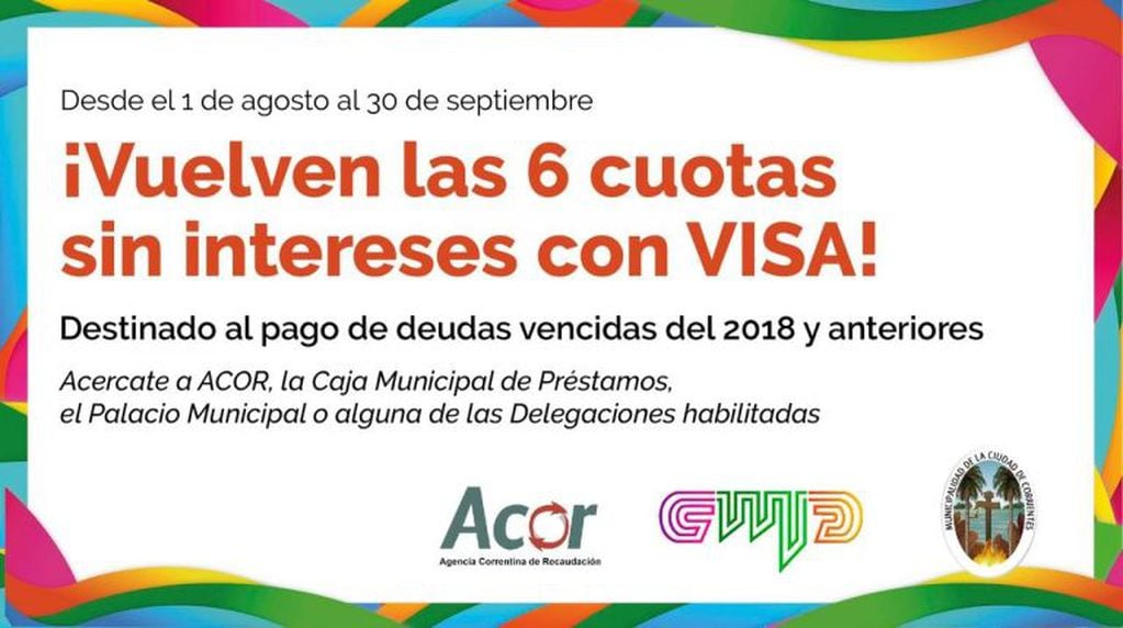Impuestos municipales de Corrientes se pueden pagar con tarjeta VISA