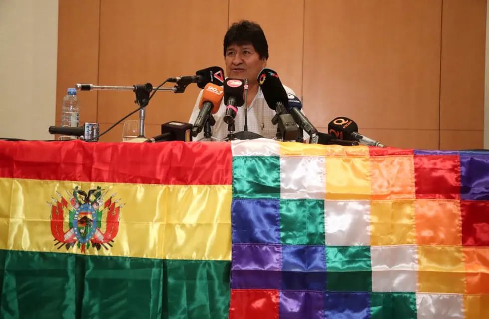 Bolivia's former President Evo Morales attends a news conference upon his arrival to Mendoza, Argentina March 6, 2020. REUTERS/Marcelo Ruiz