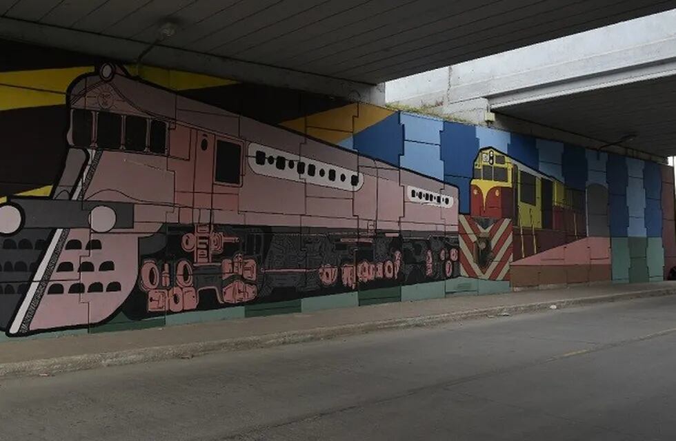 Mural de locomotoras.