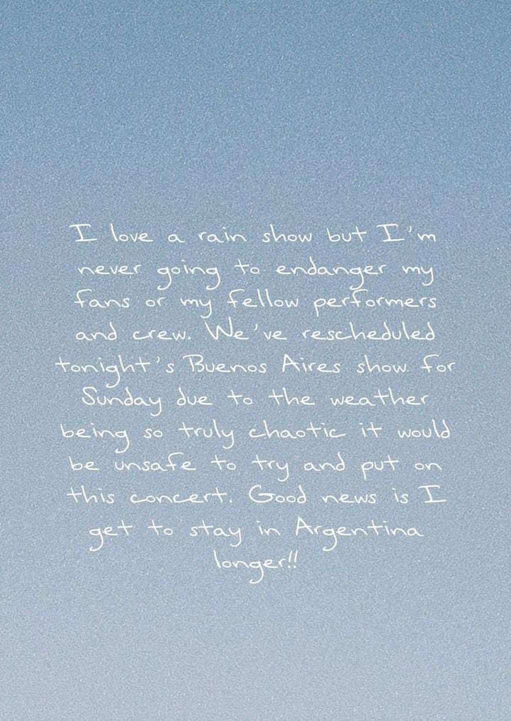 El comunicado de Taylor Swift en sus redes sociales.