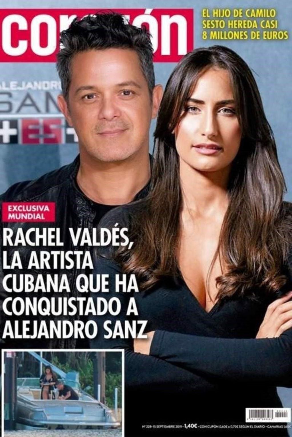 Alejandro sanz en un fotomontaje junto a su novia, Rachel Valdés.