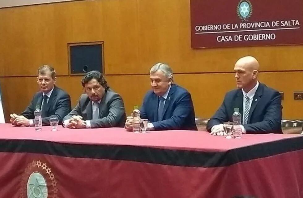 Gustavo Sáenz y Gerardo Morales reivindicando el convenio entre Salta y Jujuy por seguridad y prevención