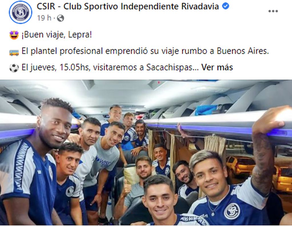 El plantel de Independiente Rivadavia viajó a Buenos Aires para visitar a Sacachispas por la Primera Nacional.
