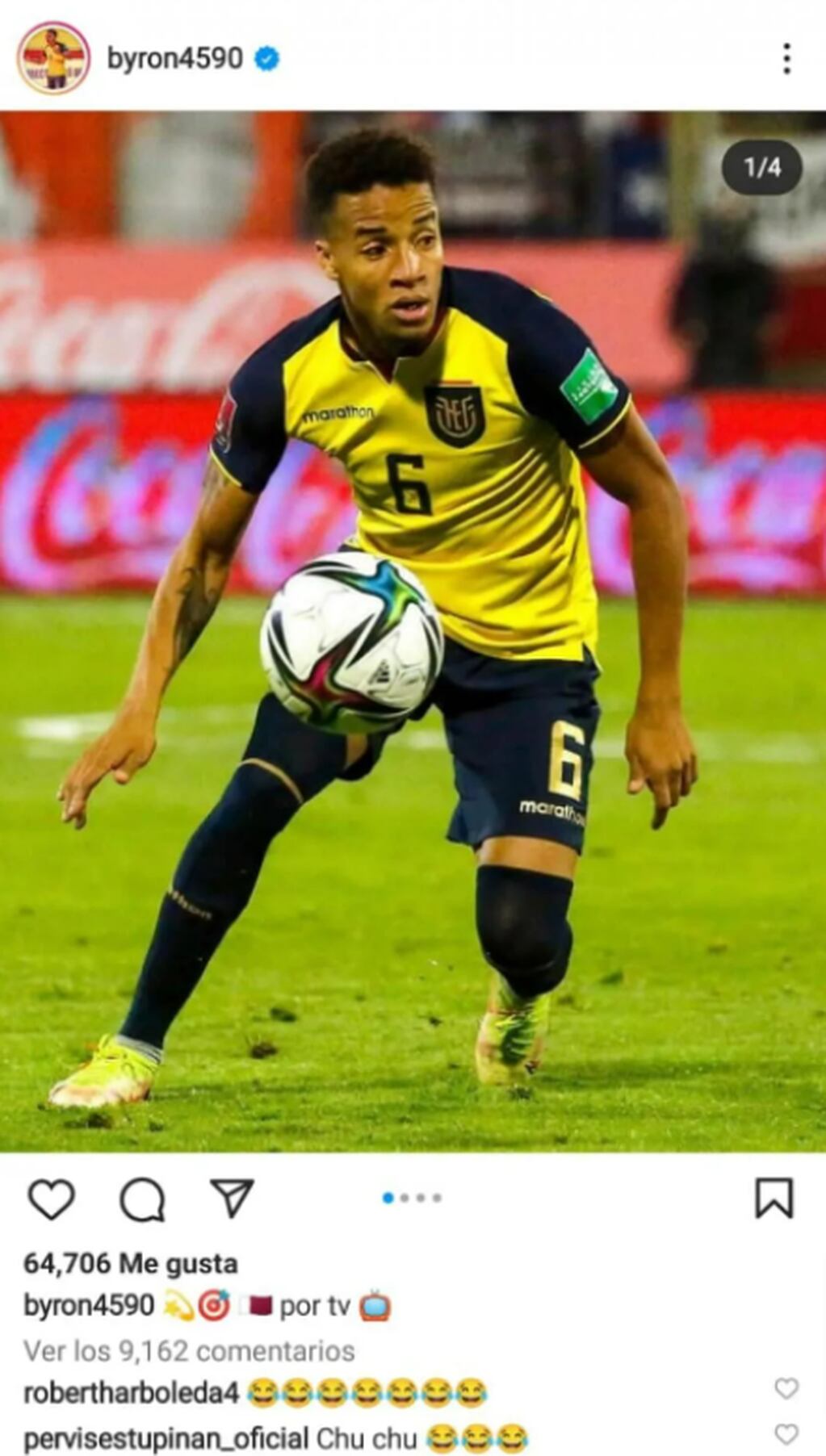 El polémico posteo del jugador ecuatoriano contra Chile.