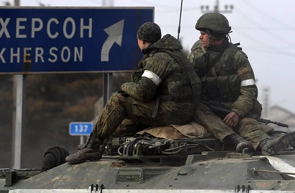 Una imagen del ejército ruso en la ciudad de Jersón. Foto: Corresponsalía.