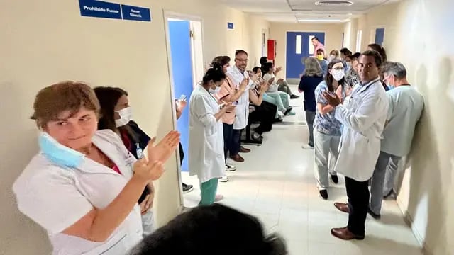 Protesta en el hospital de Río Cuarto, este lunes