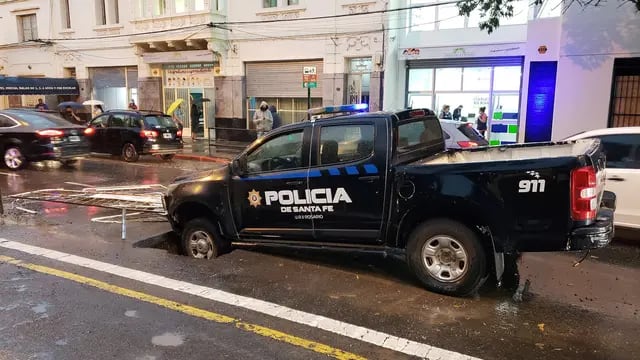 Accidente con la tormenta en Rosario
