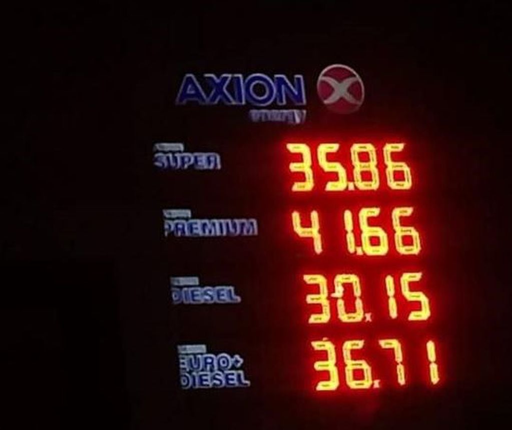 Actualización de precios en los combustibles de Axion Energy.