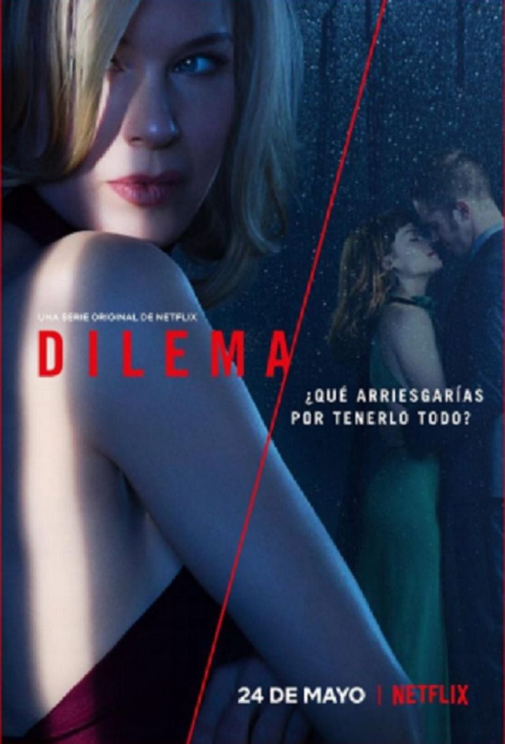 Afiche de presentación de "Dilema" la nueva serie de Netflix que tiene como protagonista a Reneé Zellweger