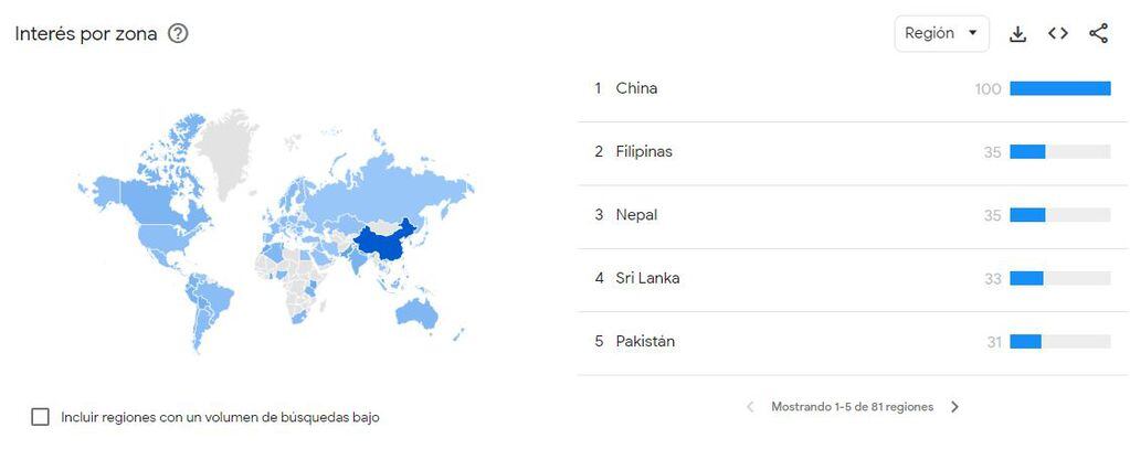 Los países que más 'googlearon' el término ChatGPT.