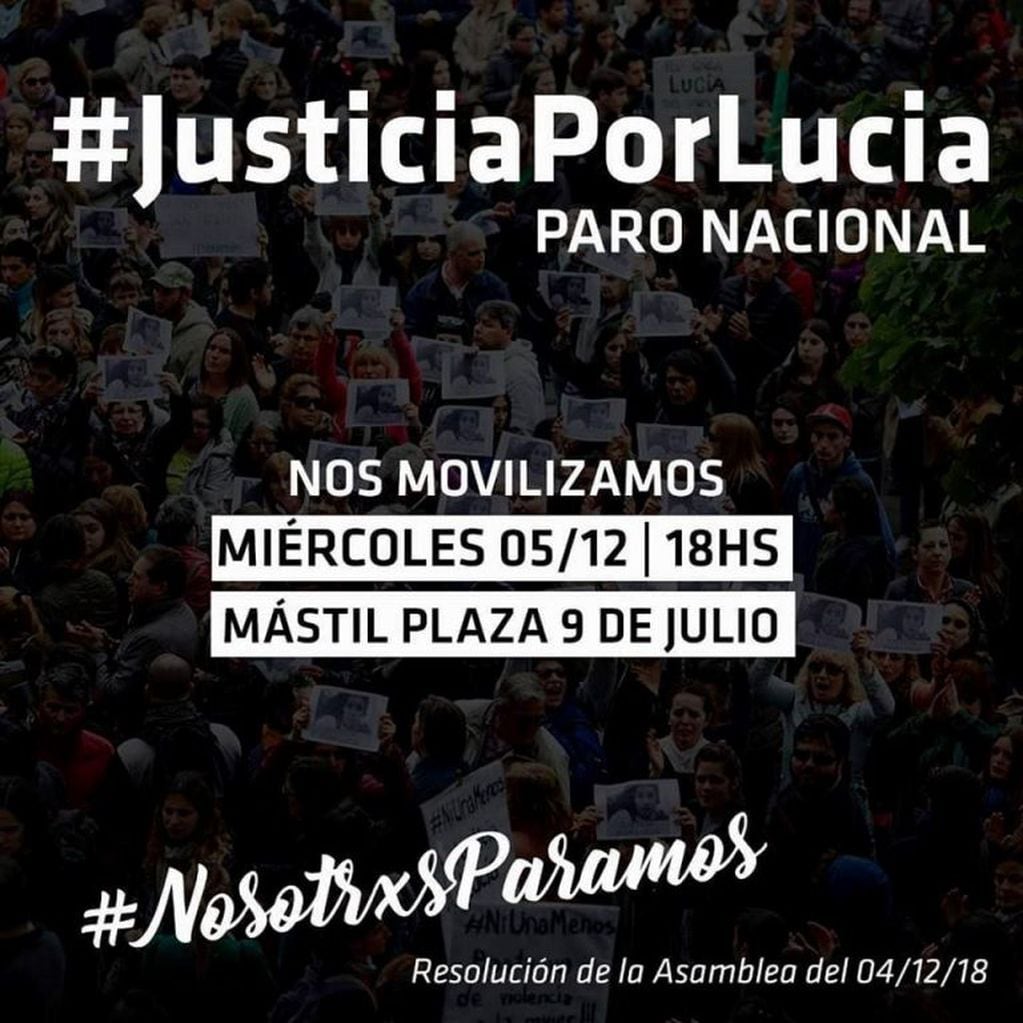 Convocatoria al paro nacional  por Lucía Pérez en Salta (Facebook)