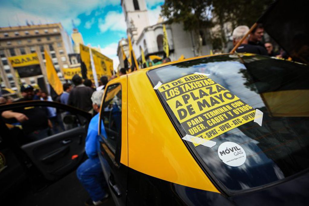 La protesta del jueves realizada por los taxistas. (EFE)