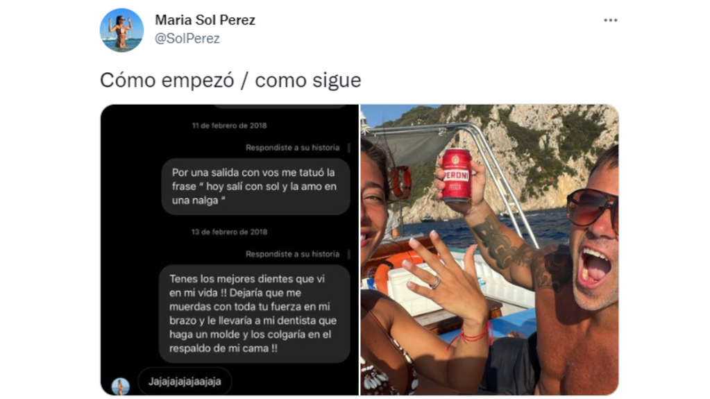 El tweet de Sol Pérez.