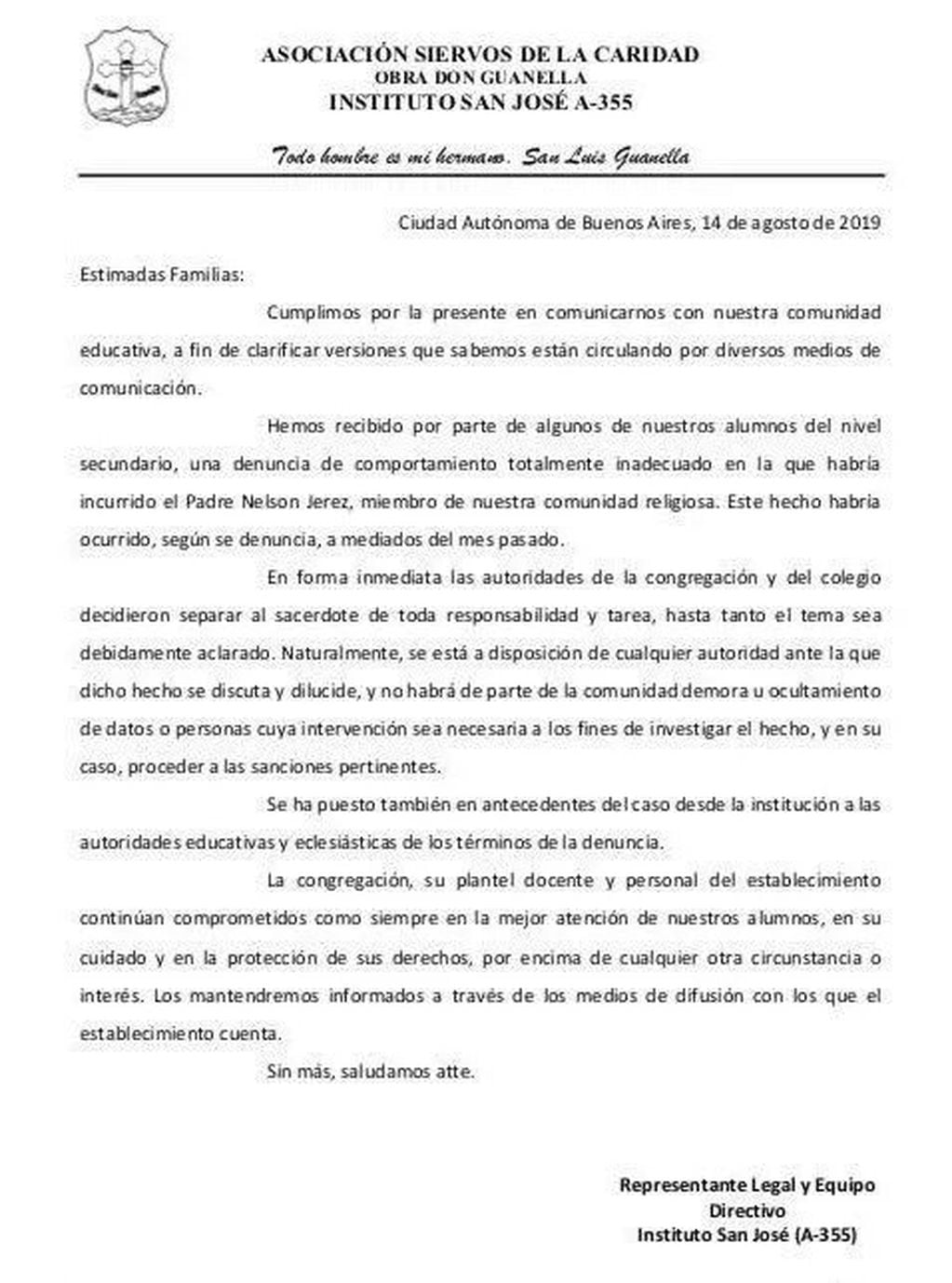 El sacerdote Nelson Jerez, acusado de abuso sexual en Liniers (Web)
