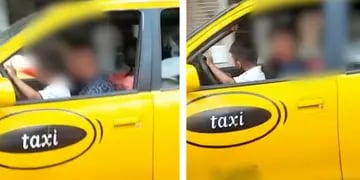 Un chofer de un taxi manejaba con su hijo a upa y ya perdió la licencia. (Captura de video)