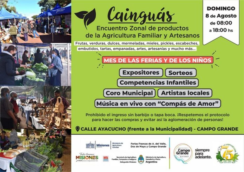 El próximo domingo se llevará adelante un encuentro por el Mes de las Ferias y los Niños en Campo Grande.