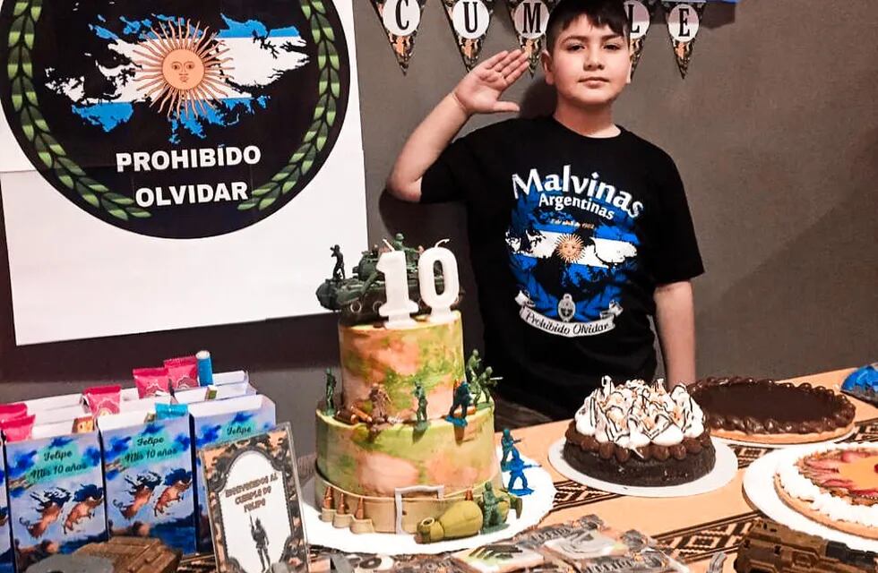 Felipe Ríos de Santa Elena: cumplió 10 años y lo festejó homenajeando a los héroes de Malvinas