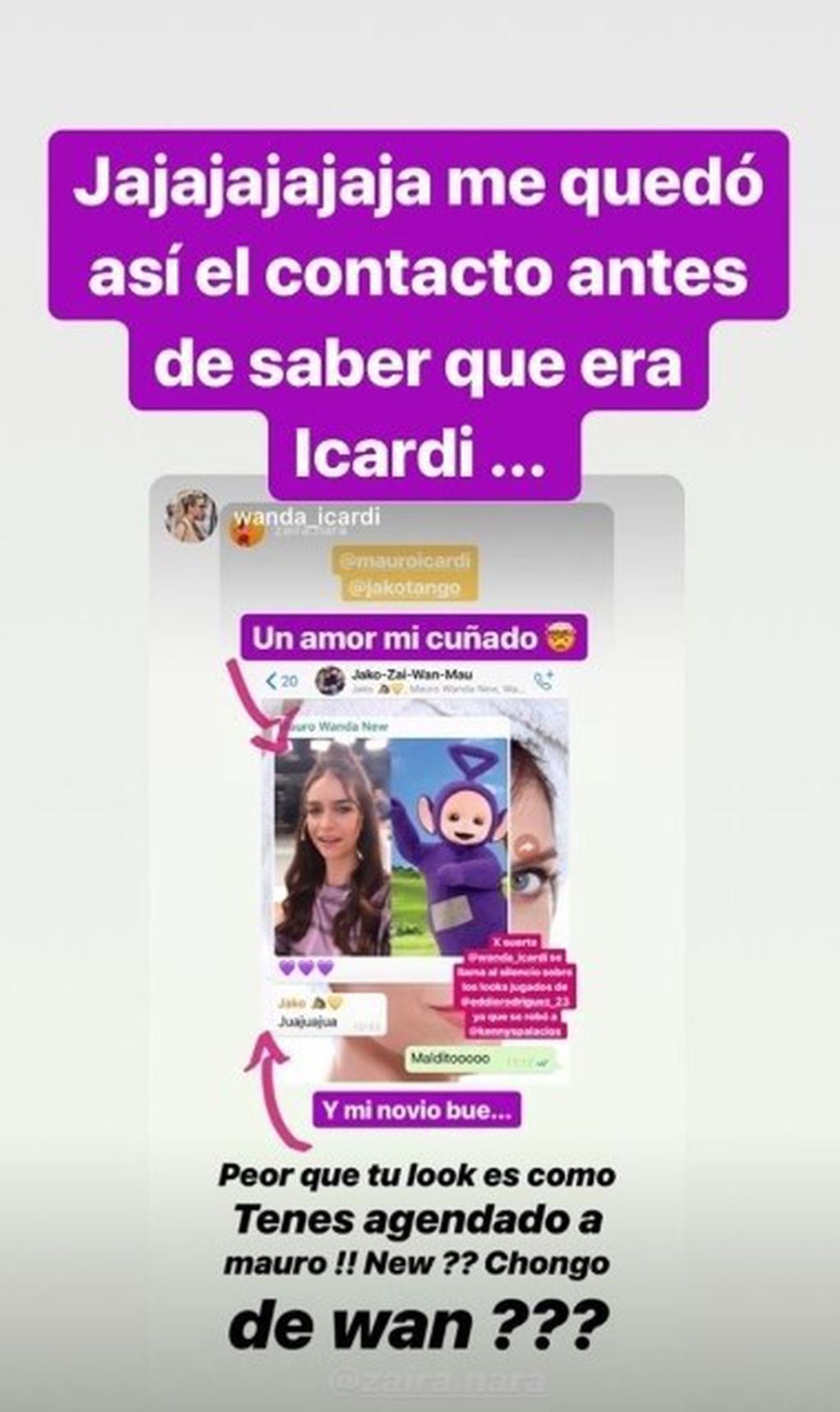 Las stories entre Wanda y Zaira Nara (Instagram)