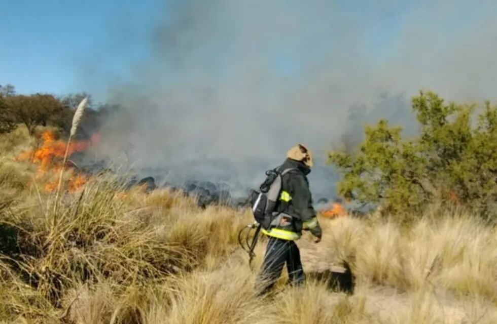 El incendio forestal en la zona de El Morro se desató este sábado a las 14, según determinó la Policía de San Luis.