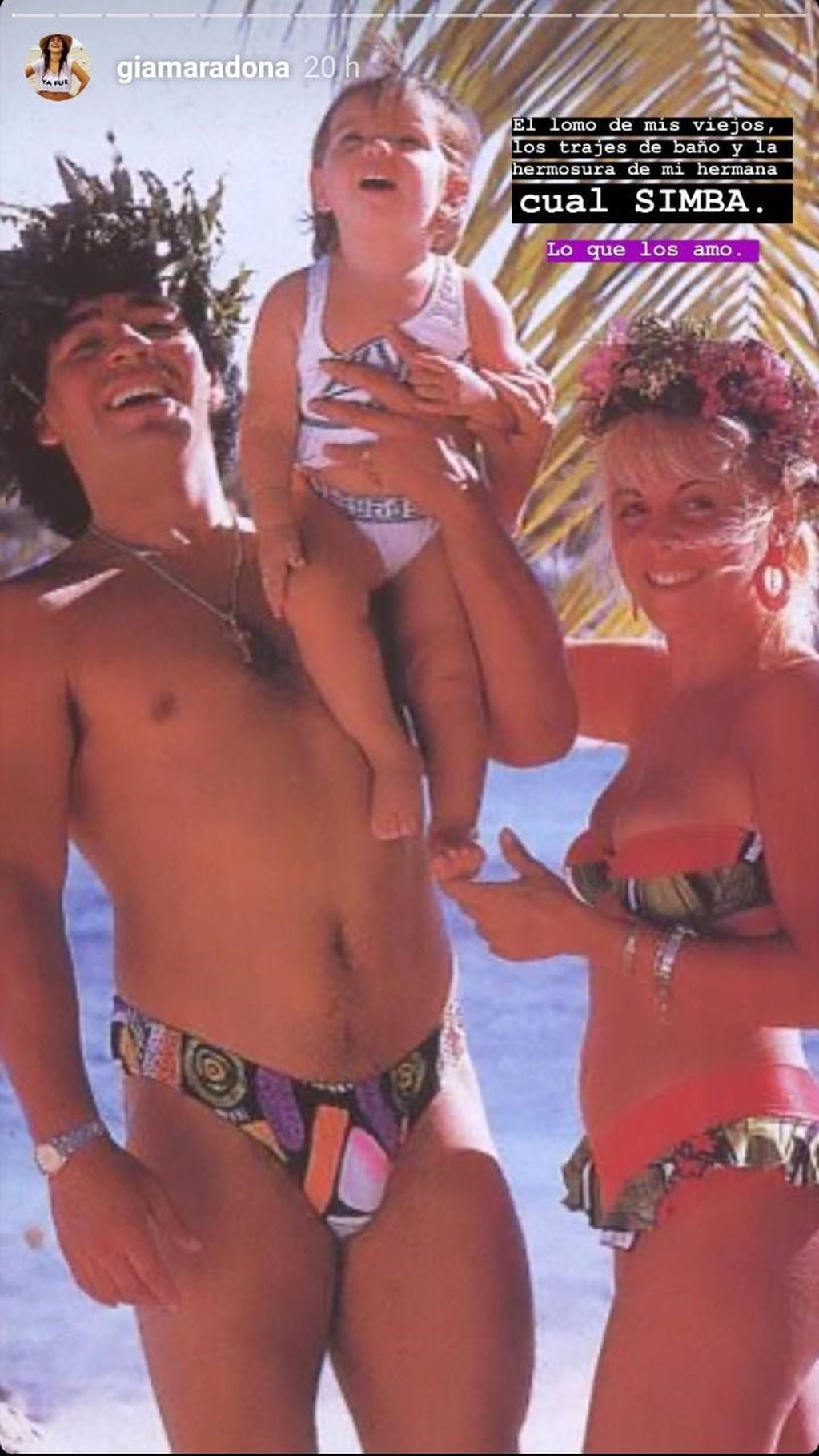La foto retro que compartió Gianinna Maradona: “El lomo de mis viejos…”
