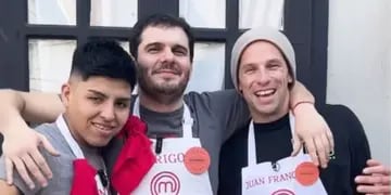 Rodrigo, finalista de Masterchef y sus ayudantes de cocina en Los Náufragos