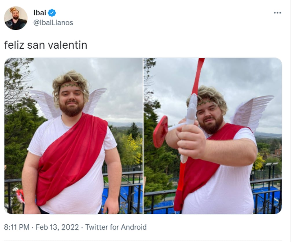 Ibai, el estreamer y youtuber español, disfrazado para San Valentín.